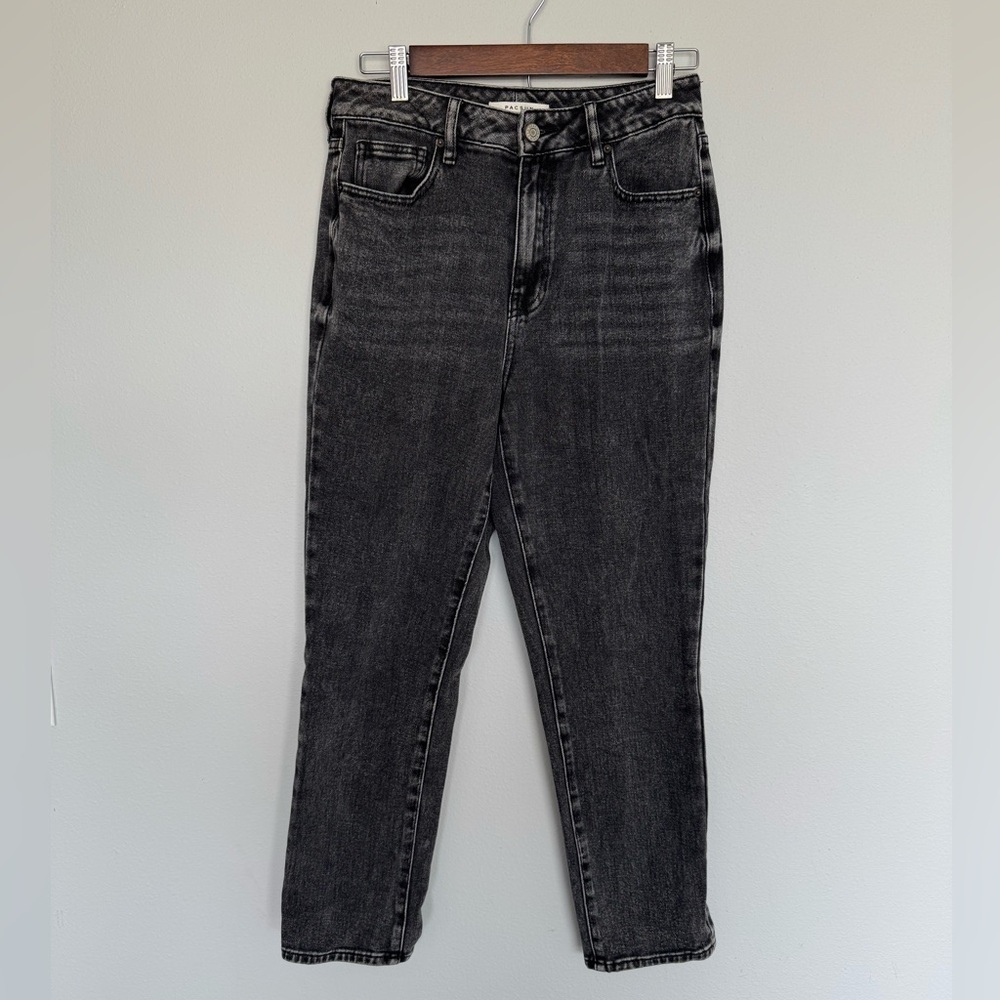 PacSun Women's Black Washed "Mom" High Rise Relaxed Baggy Denim Jeans Size 27